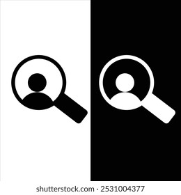 Ilustración vectorial del icono de la Búsqueda, símbolo de la lupa, arte del Clip del icono de la búsqueda, diseño del icono de la búsqueda, icono de la búsqueda con el fondo blanco y negro
