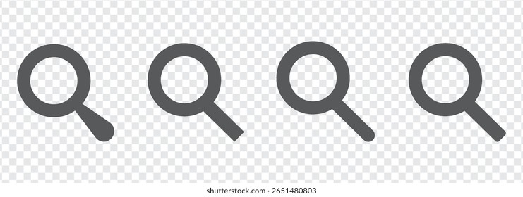 
Ilustração do vetor do ícone da pesquisa, símbolo da lupa, clip-art do ícone da pesquisa, sinal da lupa isolado no fundo transparente.
