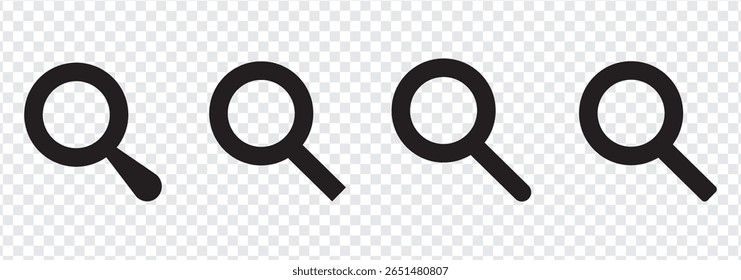 
Ilustração do vetor do ícone da pesquisa, símbolo da lupa, clip-art do ícone da pesquisa, sinal da lupa isolado no fundo transparente.