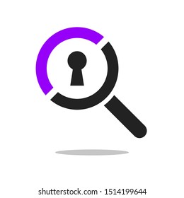 Search Icon Vector Illustration on the white background. Magnifying glass symbol with keyhole. EPS 10