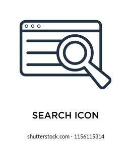 Search icon vector isolated on white background, Search transparent sign , thin pictogram or outline symbol design in linear style
