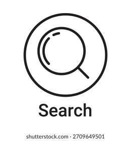 Icono de Búsqueda. Símbolo de línea de Vector para un Sitio web, tarjeta de producto, presentación y App móvil, embalaje o instrucción. Signo de esquema editable