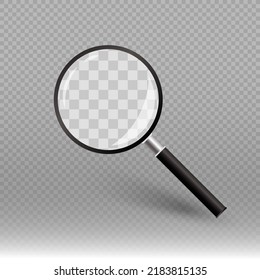 Search icon vector. Magnifying glass with transparent background. 