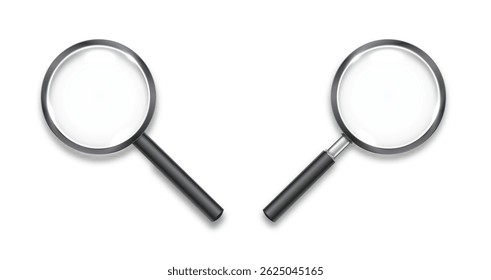 Search icon vector. Magnifying Glass Isolated On White Background, With Gradient Mesh. Realistic Magnifying glass with shadow Vector