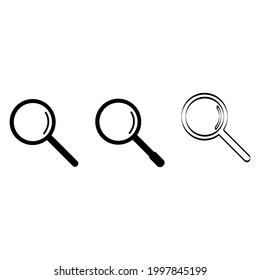 Juego de vectores de icono de búsqueda. Vector de símbolo de vidrio de aumento