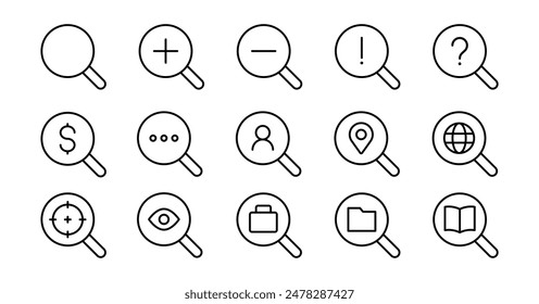 Search icon vector set. Magnifying glass symbol