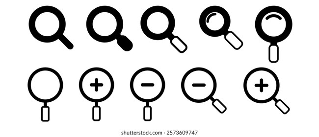 Search Icon Vector set. Magnifying glass icon set. Zoom symbol set. Vector illustration.