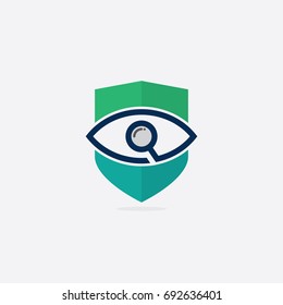search icon vector with shield. shield icon.