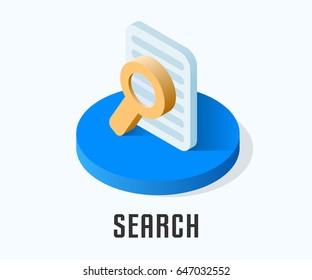 Search icon, vector symbol in isometric style isolated on white background.