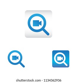 search icon with video record symbol. search web icon vector icon in various style 