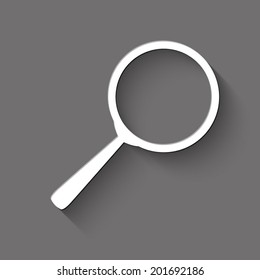 search icon - white vector illustration with shadow on gray background