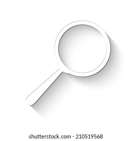 search icon - white vector illustration with shadow