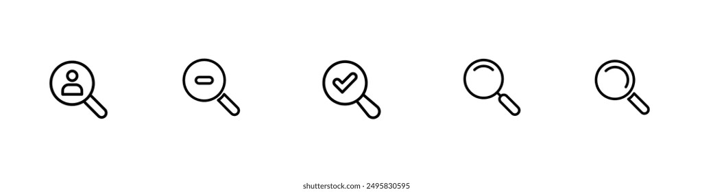 Search icons ,black line vector icons collection