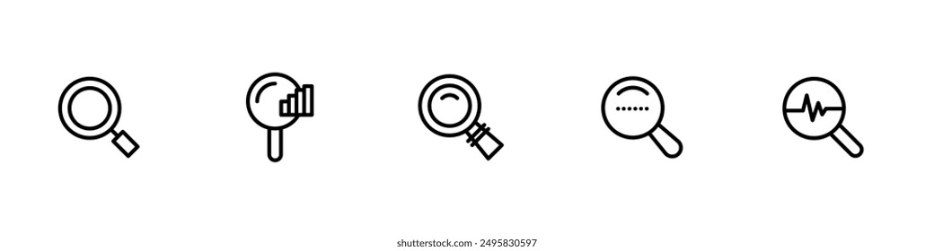 Search icons ,black line vector icons collection