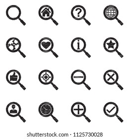 Search Icons. Black Scribble Design. Vector Illustration.