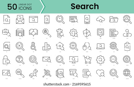 search Icons bundle. Linear dot style Icons. Vector illustration