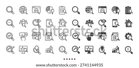 Search icons collection. Multi series icons. Line and glyph solid web icons collection