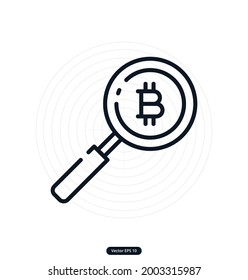 search Icons. Cryptocurrency and Blockchain vector icons. Crypto Icon Set Featuring Bitcoin, Wallet, Mining, P2P,  Smart Contracts, money exchange Vectors icon. EPS10