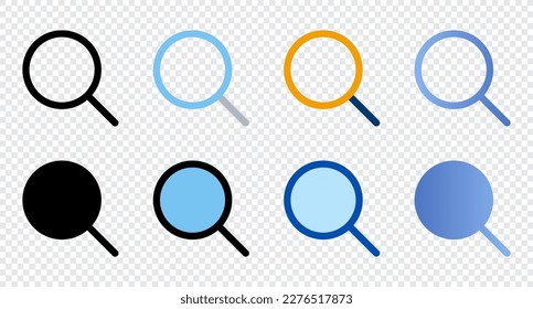 Search icons in different style. Search icons. Different style icons set. Vector illustration