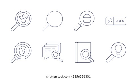 Search icons. Editable stroke. Containing search phone, magnifying glass, search.
