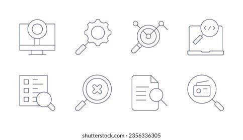Search icons. Editable stroke. Containing search, search survey, preview.