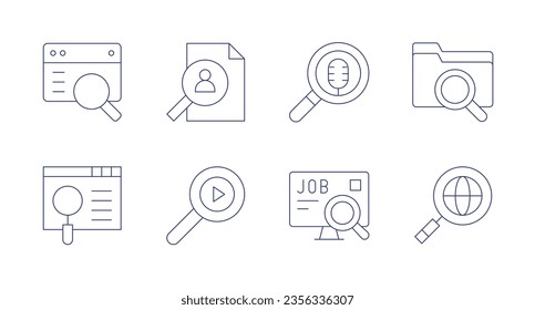 Search icons. Editable stroke. Containing searching, no results, search, target.