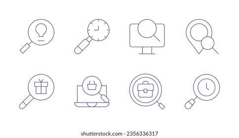 Search icons. Editable stroke. Containing search, computer, job search.