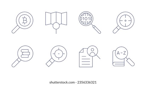 Search icons. Editable stroke. Containing search, code, research, job search.