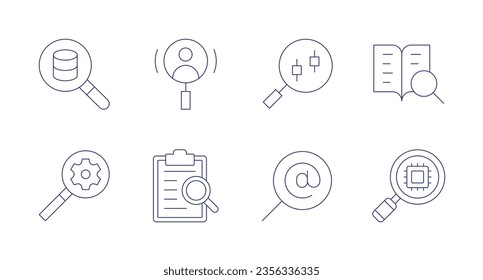 Search icons. Editable stroke. Containing job search, looking for answer, searching, search.