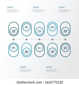 Search icons line style set with keyword ranking, photo content, contact form and other feedback elements. Isolated vector illustration search icons.