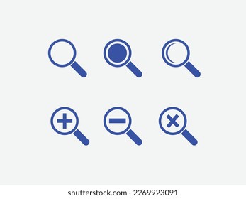 Search icons set, black on white background. Search icon set. magnifying glass. color search icon set