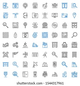 search icons set. Collection of search with store, google maps, position, gps, online shopping, folder, job search, route, library, zoom out. Editable and scalable icons.