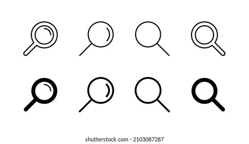 Search icons set. search magnifying glass sign and symbol