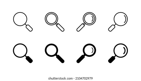 Search icons set. search magnifying glass sign and symbol