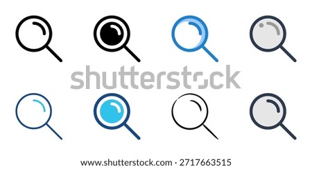 Search icons set multiple style collection. Editable stroke 
