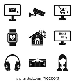 Search icons set. Simple set of 9 search vector icons for web isolated on white background