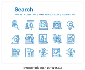 Search Icons Set. UI Pixel Perfect Well-crafted Vector Thin Line Icons. The illustrations are a vector.