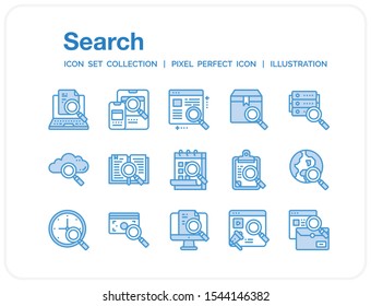 Search Icons Set. UI Pixel Perfect Well-crafted Vector Thin Line Icons. The illustrations are a vector.