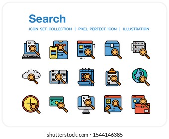 Search Icons Set. UI Pixel Perfect Well-crafted Vector Thin Line Icons. The illustrations are a vector.