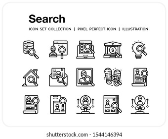 Search Icons Set. UI Pixel Perfect Well-crafted Vector Thin Line Icons. The illustrations are a vector.