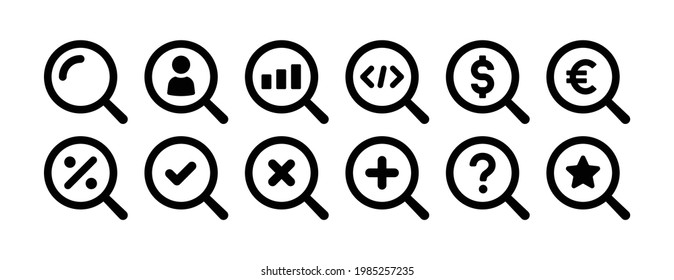 Juego de iconos de búsqueda. Ilustración del vector