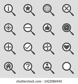 Search Icons. Sticker Design. Vector Illustration.