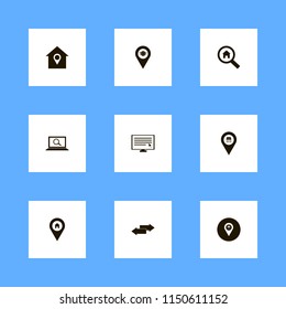 search icons. store location, computer cursor, find concept and left right arrows vector icons set