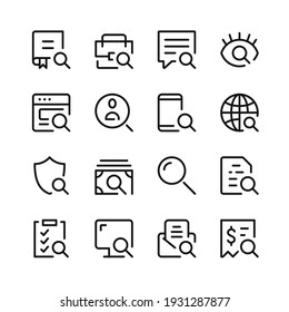 Search icons. Vector line icons. Simple outline symbols set