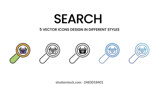 Iconos de Búsqueda conjunto de Vector ilustración de stock.