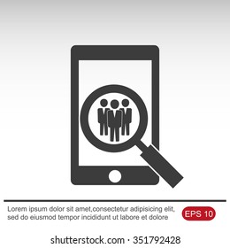 Search icon.Team work icon. Vector illustration. Flat design.