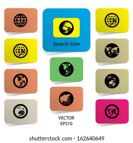 search icon,world map sign,vision concept ,world symbol ,business concept. vector illustration eps10