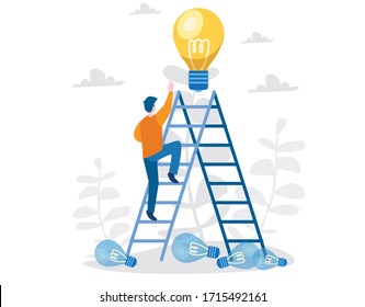 Search Idea, move up, Vector illustration for web banner, infographics, mobile. Success, Achievement of Goal. 