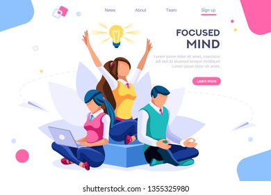 Search ideas, concentration concept. Meditation, health concept, can use for web banner, infographics, hero images. Flat isometric vector illustration isolated on white background