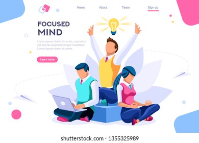 Search ideas, concentration concept. Meditation, health concept, can use for web banner, infographics, hero images. Flat isometric vector illustration isolated on white background